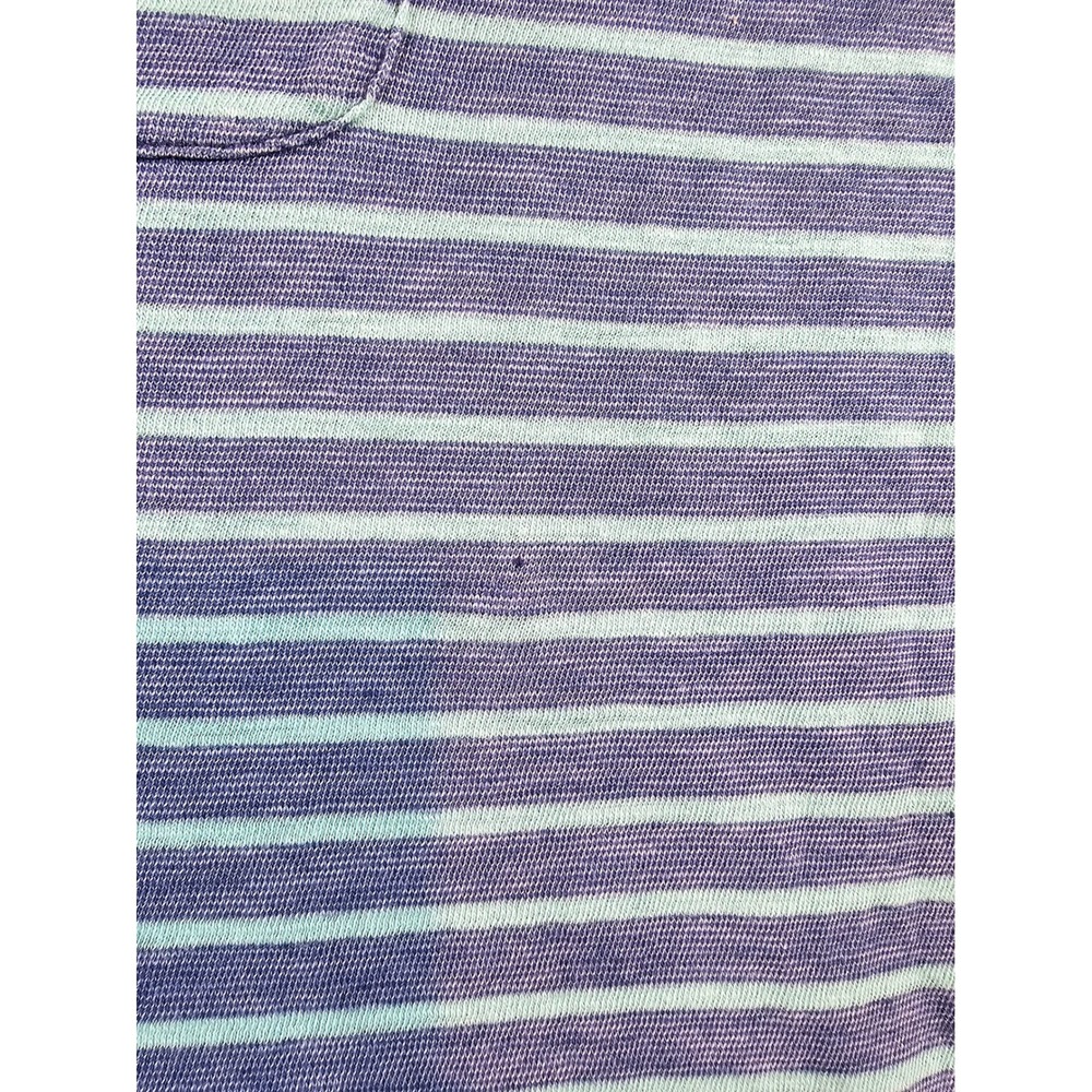 Faherty Brand Mens Large Indigo Dyed Striped Short Sleeve Polo Shirt Blue Green - Picture 6 of 15